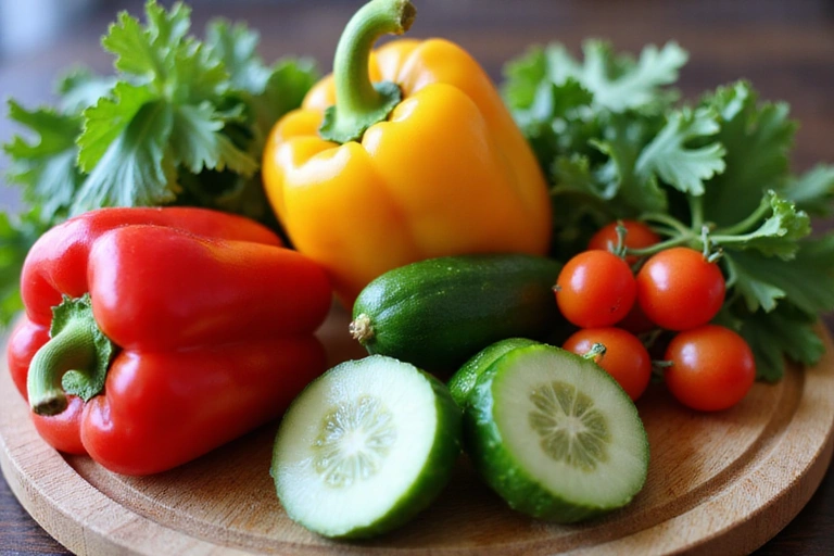Assortiment de légumes frais et colorés pour une salade saine