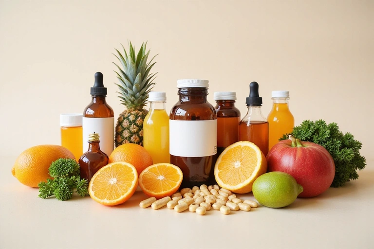 Collection de compléments alimentaires et vitamines