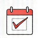 Icône de calendrier minimaliste avec un coche
