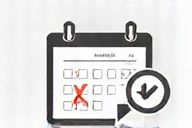 Icône d'un calendrier avec une croix et une flèche de reprogrammation