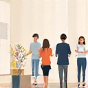 Icône représentant un groupe de personnes apprenant ensemble